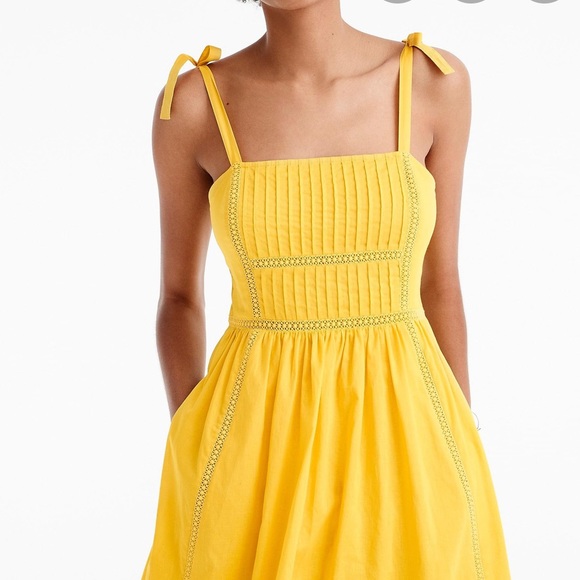 yellow tie shoulder dress